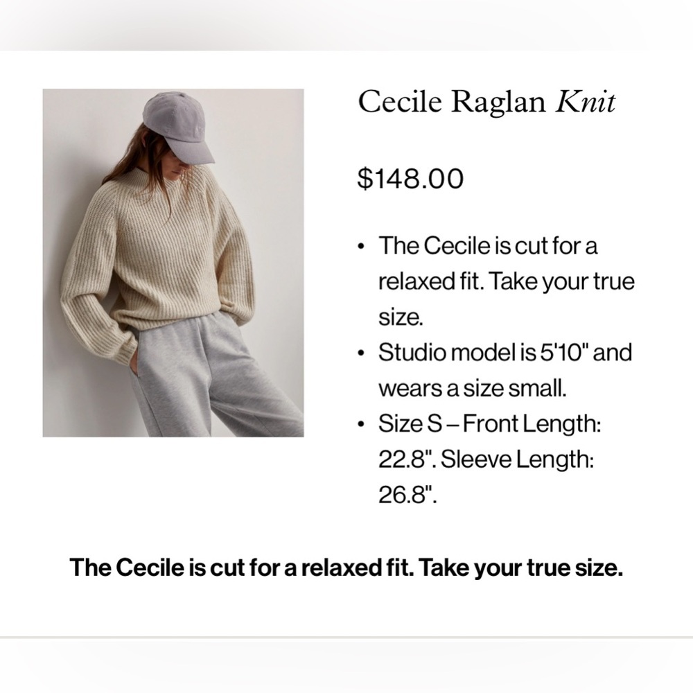 NWT Varley Cecile Raglan Knit Mock Neck Pullover Sweater in Birch Size Medium - Picture 9 of 13